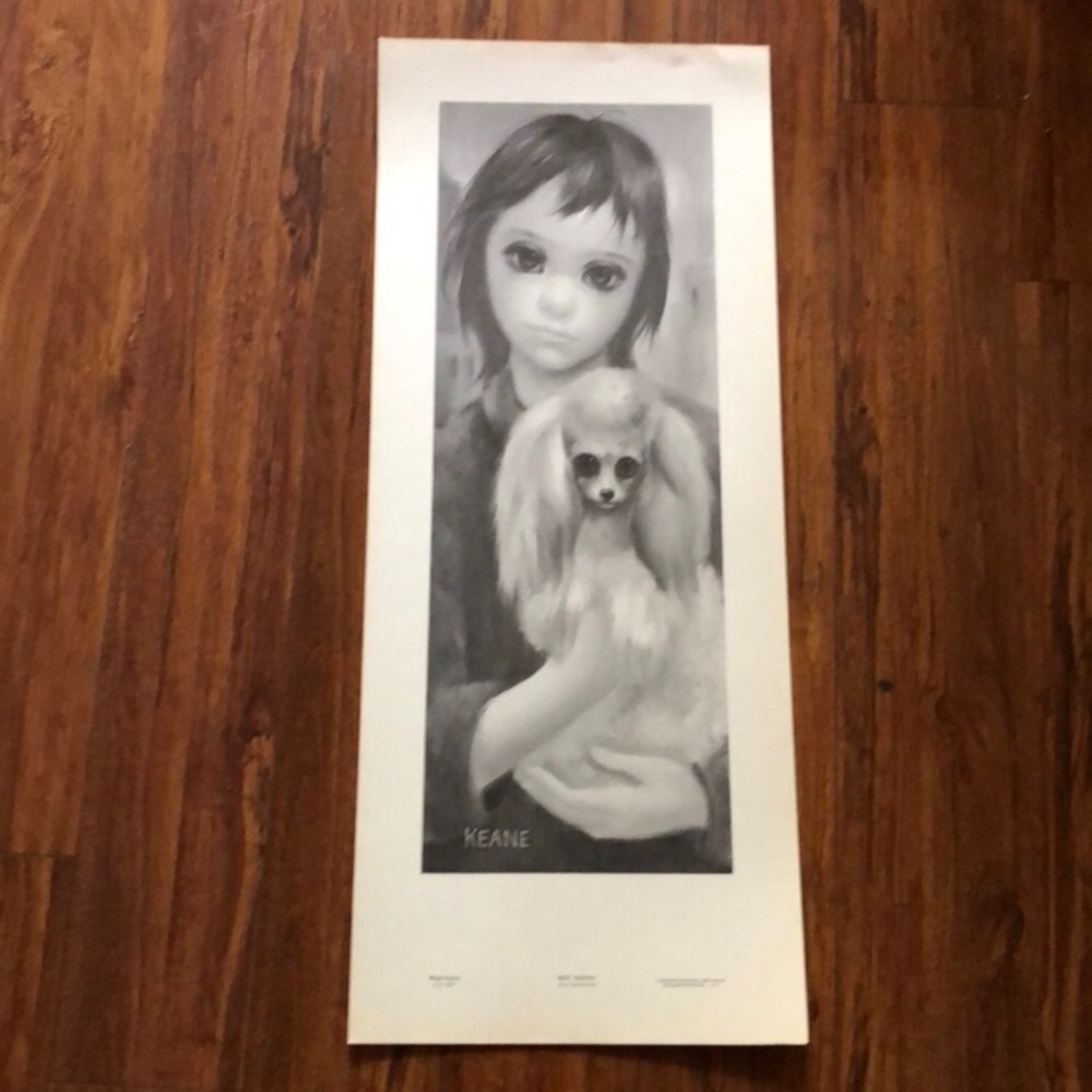 Margaret Keane Print BIG EYES Kid Dog Mod Midcentury Pop Art